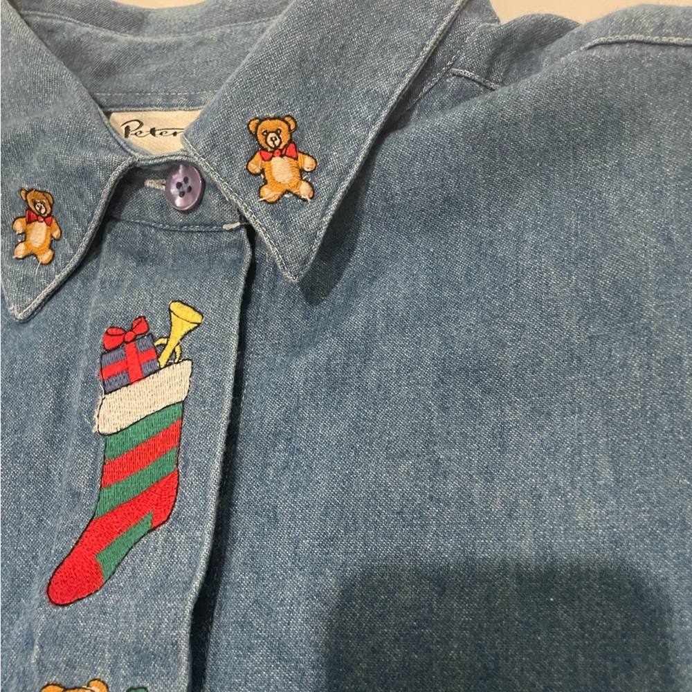 Peter Martm embroidered Christmas shirt size 8 cotton